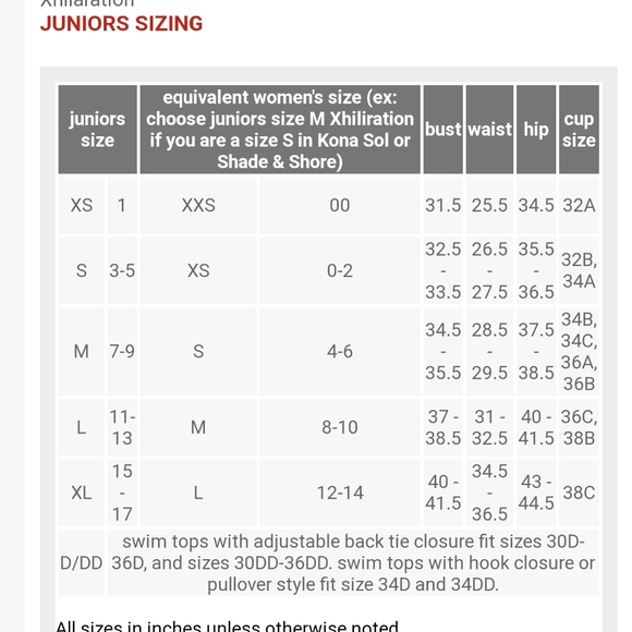 Xhilaration Top Size Chart